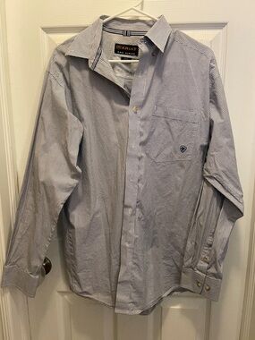 Ariat Blue and White Micro-Check Button-Down Shirt
